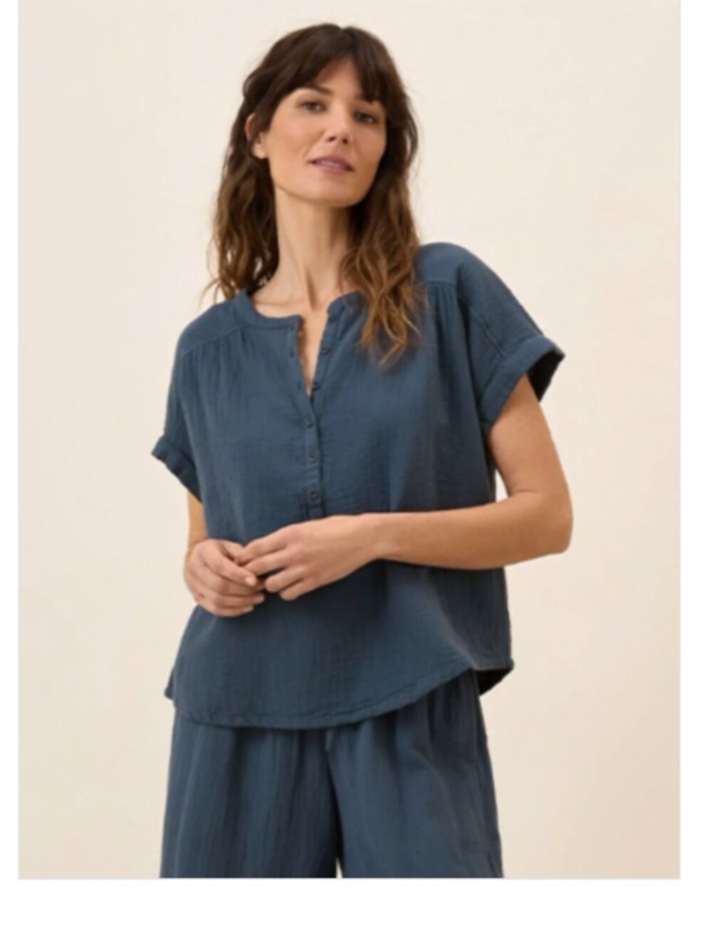 Pact Coastal Double Gauze Popover Shirt Organic Cotton Blue XL